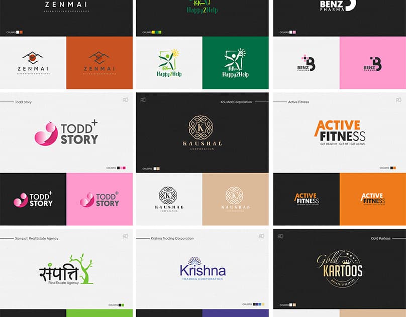Logo Design Collection — Logos for restaurants, pharma, fitness, real estate, trading, and non-profits