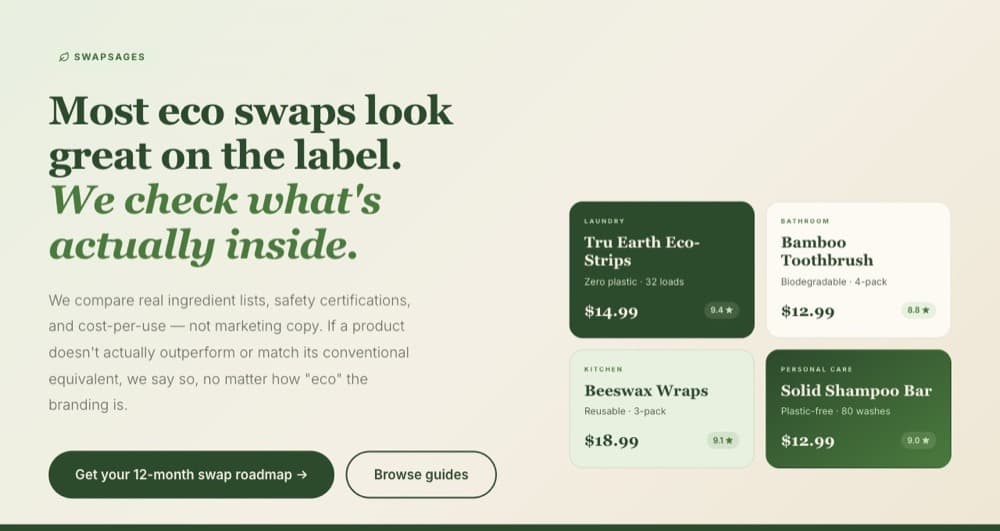 SwapSages — Eco-product comparison site for the US market