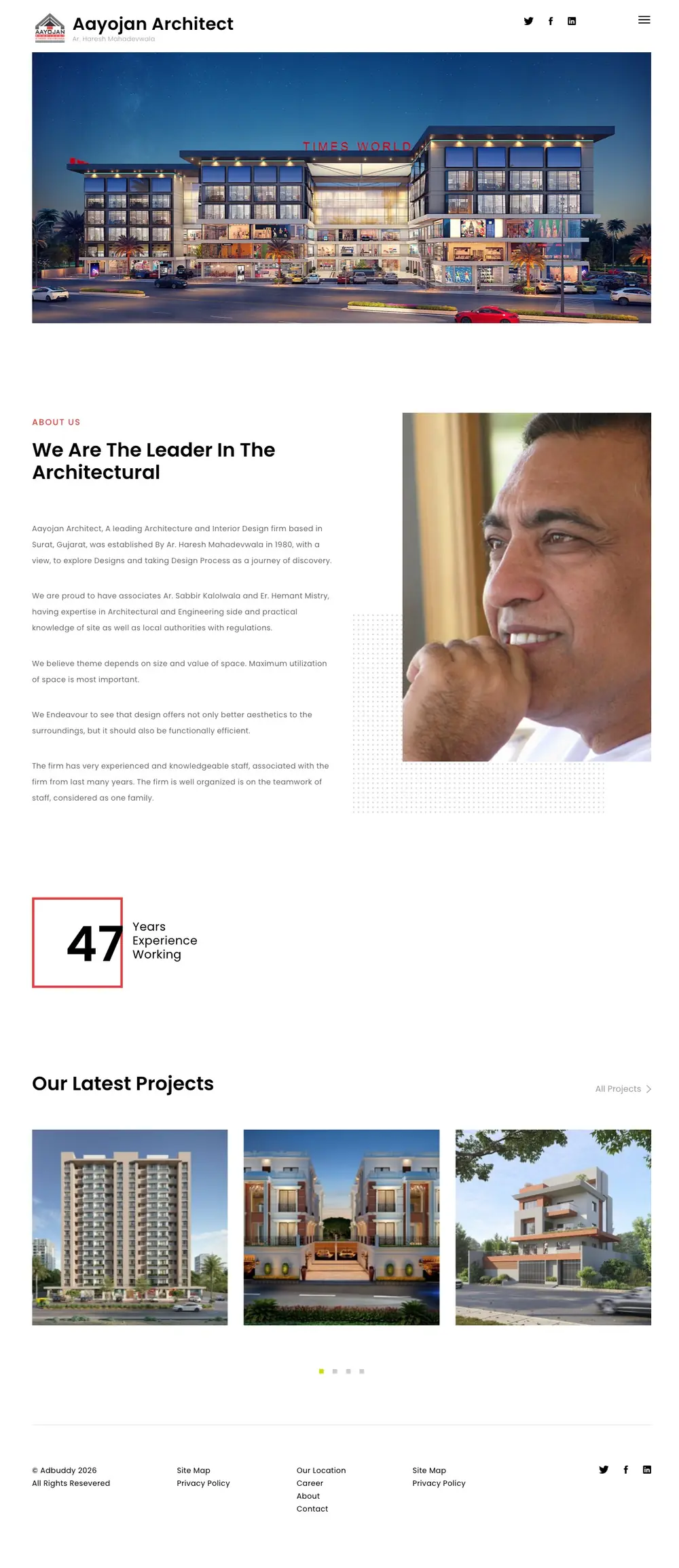 Screenshot of the Aayojan Architect website